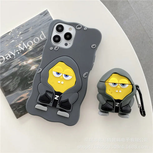 SpongeBob & Patrick Cartoon Phone Case for iPhone 11 14 Pro Max - Shockproof Silicone Cover
